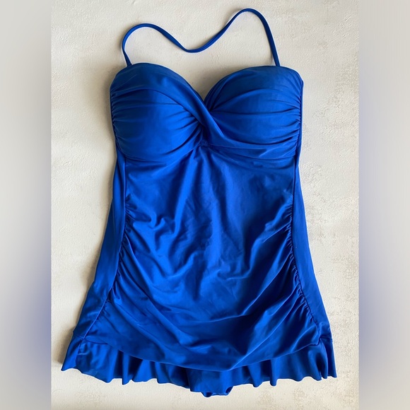 Kenneth Cole Reaction Halter/Strapless Swim Dress in Cobalt Blue Size 10 - Picture 10 of 10